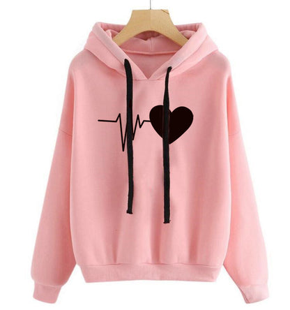 Coeur imprimé Streetwear sweat à capuche