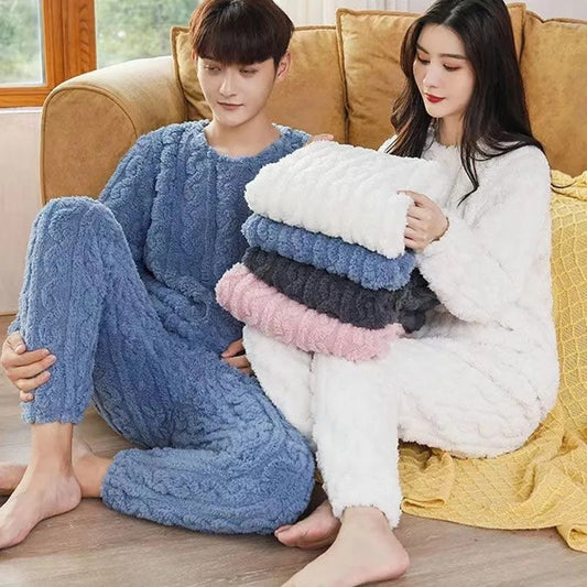 Winter pajamas for home solid color M/F