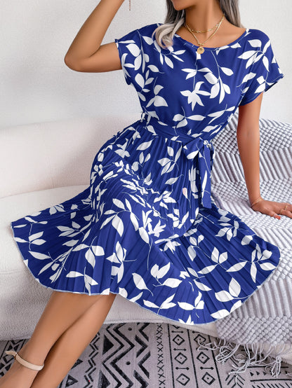 Robe imprimée à feuilles pour femmes, robe d'été de plage