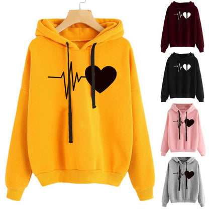 Heart Printed Streetwear Hoodie