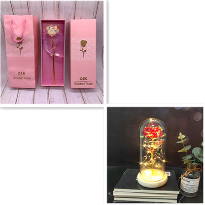 Roses 24K Lumineuses, Couleur Or