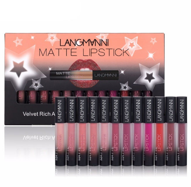 Rouge À Lèvres Mat Longue durée Velours 12pcs