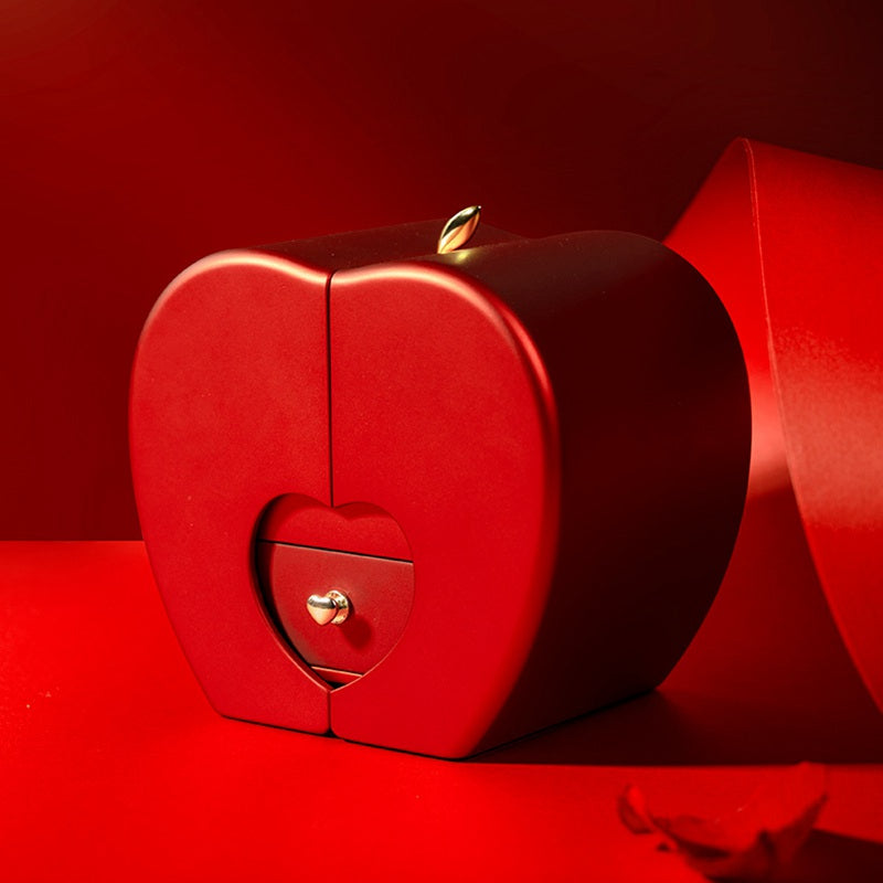 Boîte à bijoux de mode rouge pomme