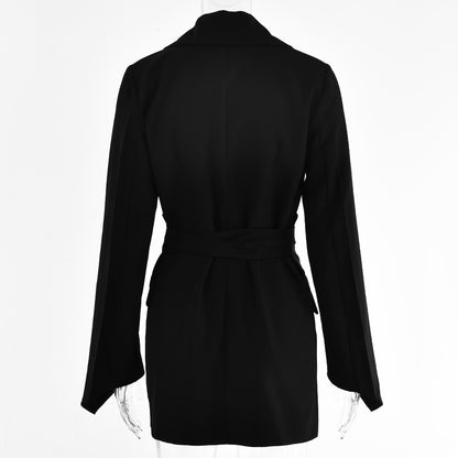 Blazer cardigan dentelle-Up Ceinturé