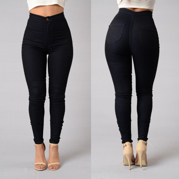 Jeans taille haute, stretch crayon, Leggings