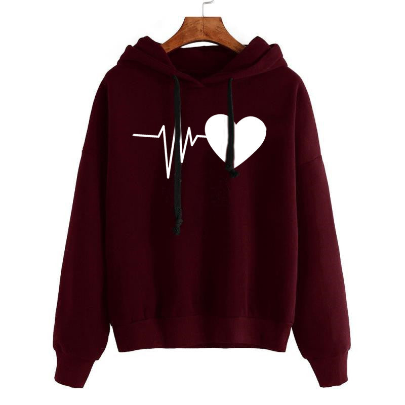 Coeur imprimé Streetwear sweat à capuche