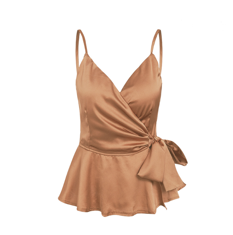 Tops en satin sexy, soyeux, pour femmes