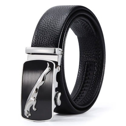 Ceinture d'affaires automatique à boucle en cuir pour hommes