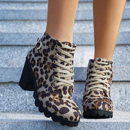 Suede lace-up ankle boots