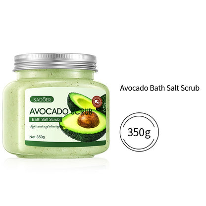 Crème exfoliante soin du corps, sel de bain aux fruits, gommage