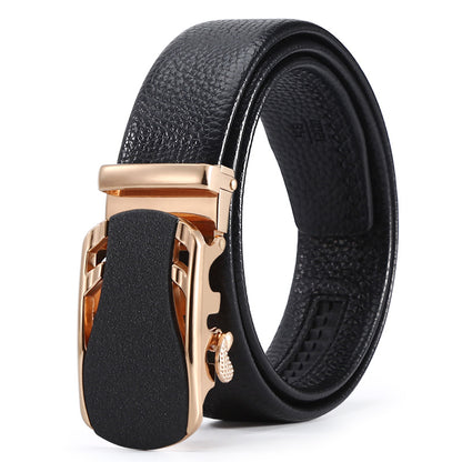 Ceinture d'affaires automatique à boucle en cuir pour hommes