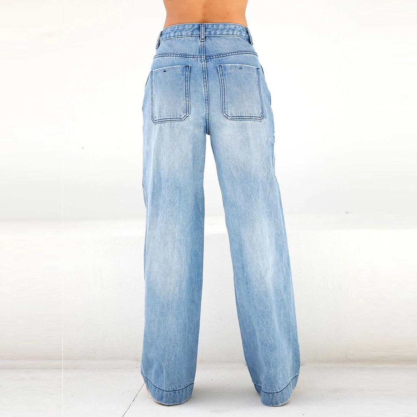 Jeans taille haute,  jambes larges