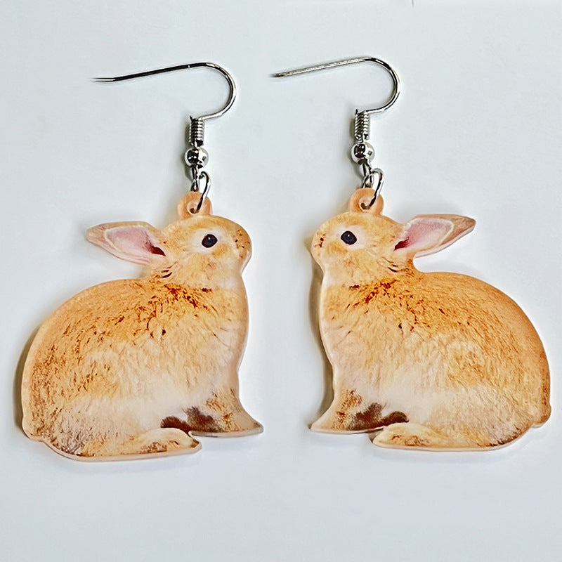 Boucles d'oreilles florales, Pâques ,lapin