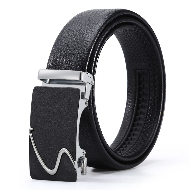 Ceinture d'affaires automatique à boucle en cuir pour hommes