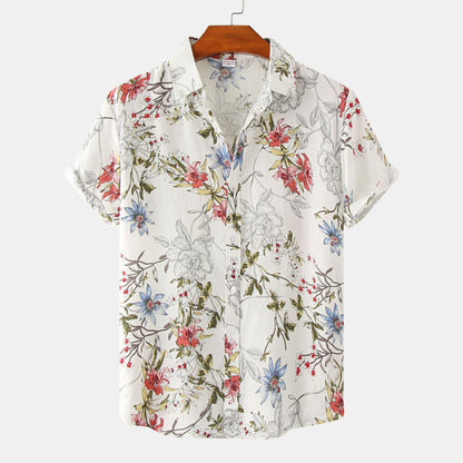 Chemise slim à imprimé floral à manches courtes pour homme