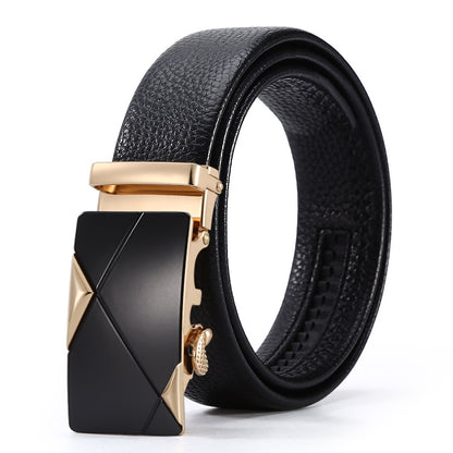 Ceinture d'affaires automatique à boucle en cuir pour hommes