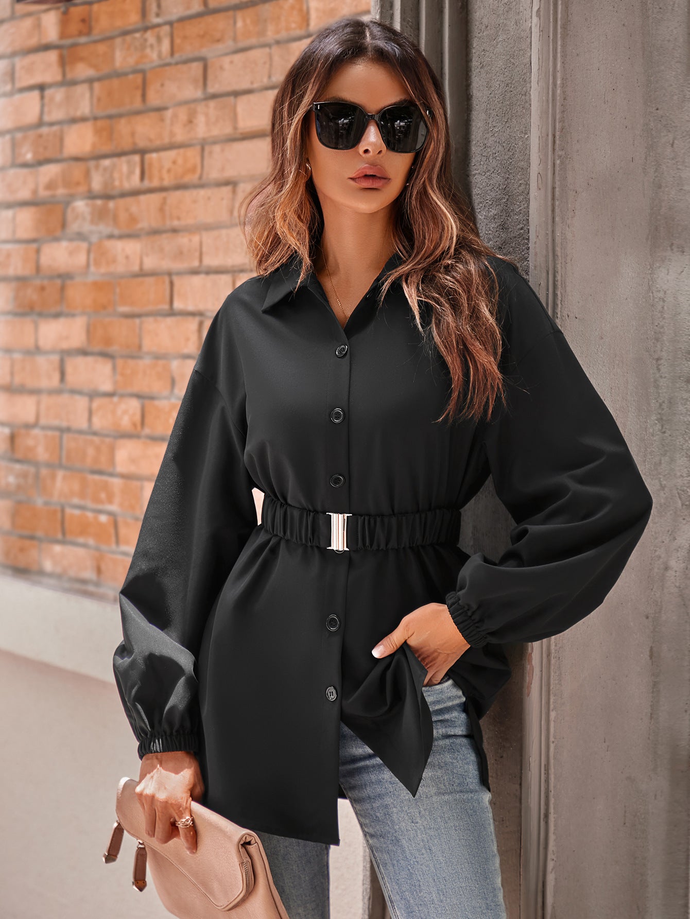 Chemise à boutonnage unique manteau femme