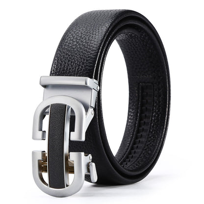 Ceinture d'affaires automatique à boucle en cuir pour hommes