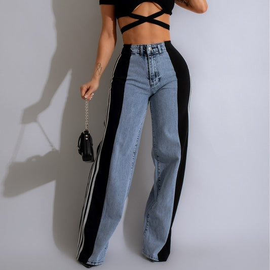 Pantalon en denim taille haute pour femme