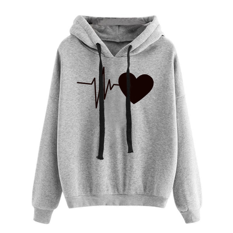 Coeur imprimé Streetwear sweat à capuche