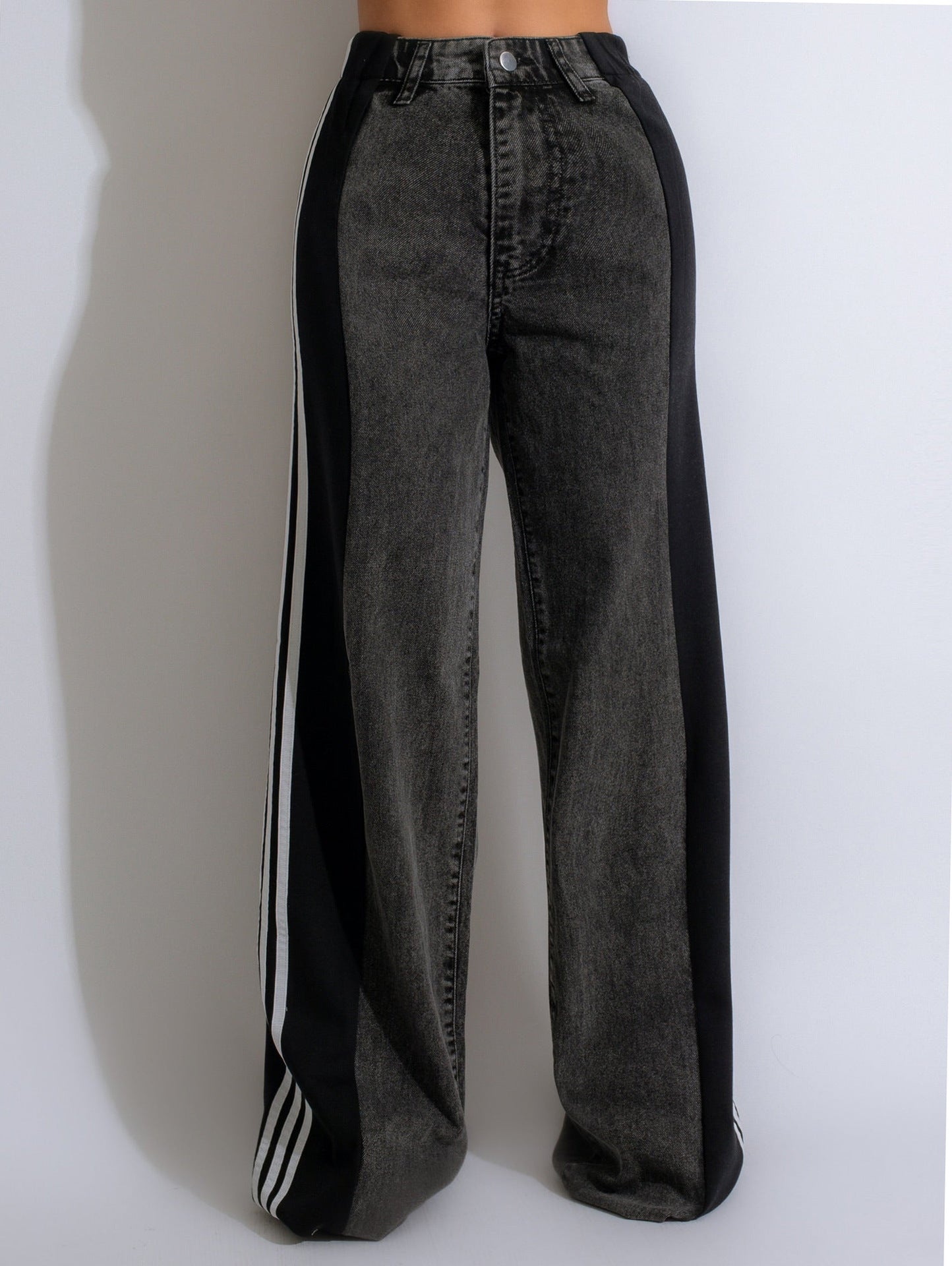 Pantalon en denim taille haute pour femme