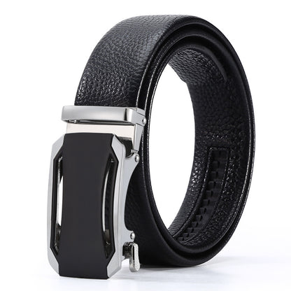 Ceinture d'affaires automatique à boucle en cuir pour hommes