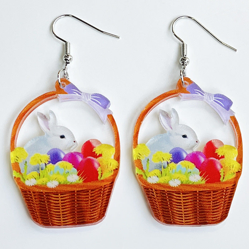 Boucles d'oreilles florales, Pâques ,lapin