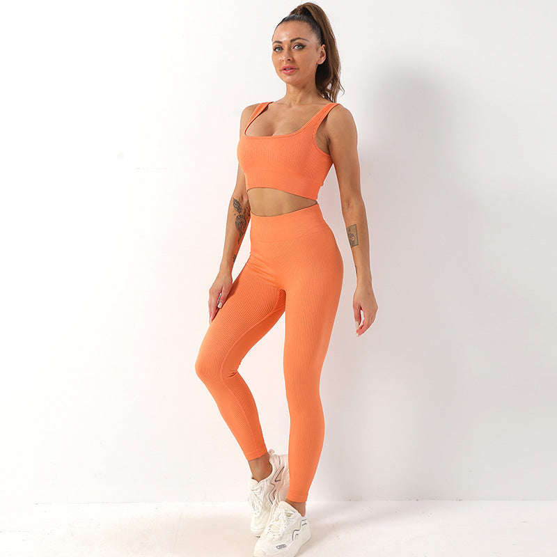 Ensemble leggings 2pcs, soutien-gorge et bout à bout taille haute