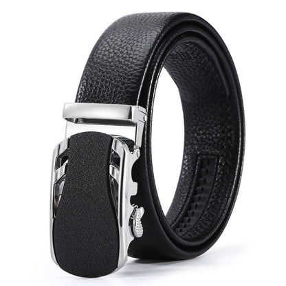 Ceinture d'affaires automatique à boucle en cuir pour hommes