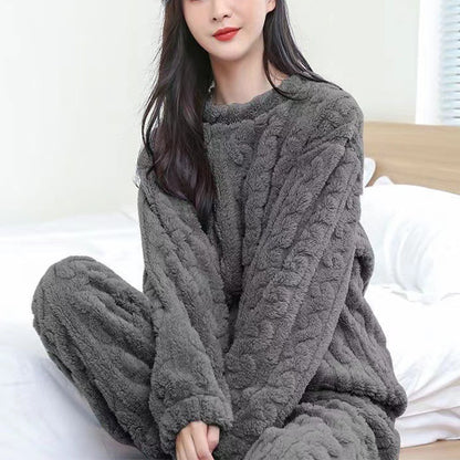 Pyjamas d'hiver pour la maison couleur unie H/F