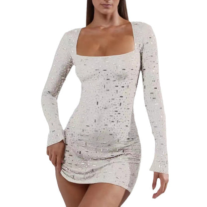 Robe à paillettes colorées, micro-élastique