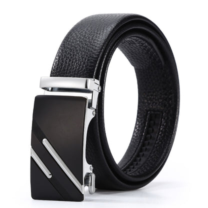 Ceinture d'affaires automatique à boucle en cuir pour hommes