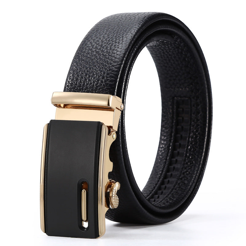 Ceinture d'affaires automatique à boucle en cuir pour hommes