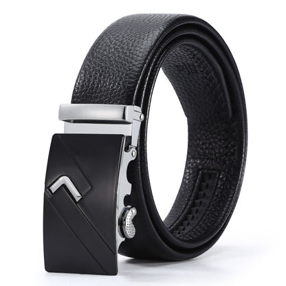 Ceinture d'affaires automatique à boucle en cuir pour hommes