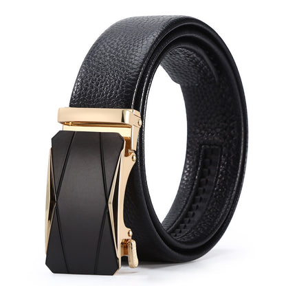 Ceinture d'affaires automatique à boucle en cuir pour hommes