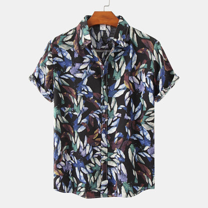 Chemise slim à imprimé floral à manches courtes pour homme