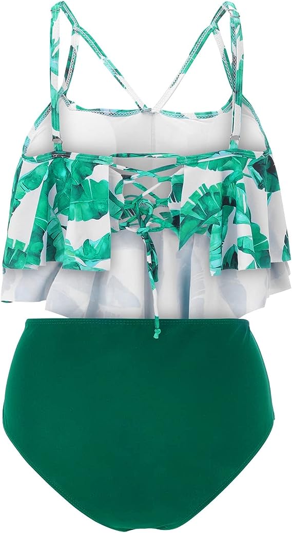 Maillot Taille Haute double Couche, Lotus Forêt Tropicale