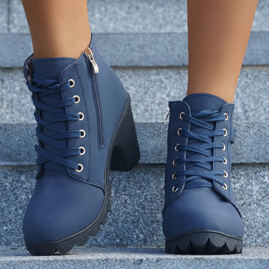 Suede lace-up ankle boots