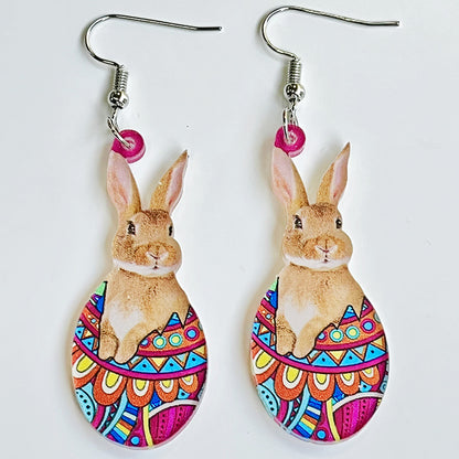 Boucles d'oreilles florales, Pâques ,lapin