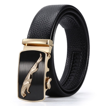 Ceinture d'affaires automatique à boucle en cuir pour hommes