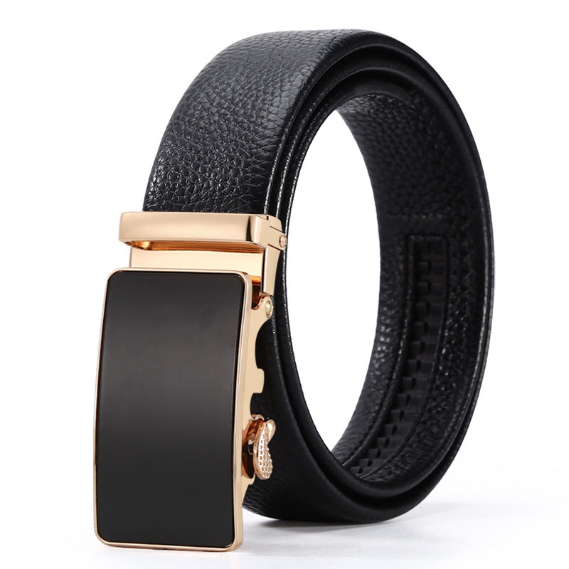 Ceinture d'affaires automatique à boucle en cuir pour hommes