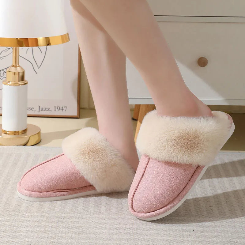 Plush winter slippers, non-slip cotton