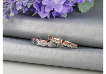 Bagues de couple romantiques en argent sterling 925 H/F