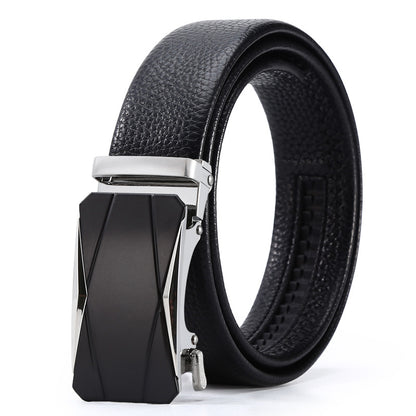 Ceinture d'affaires automatique à boucle en cuir pour hommes