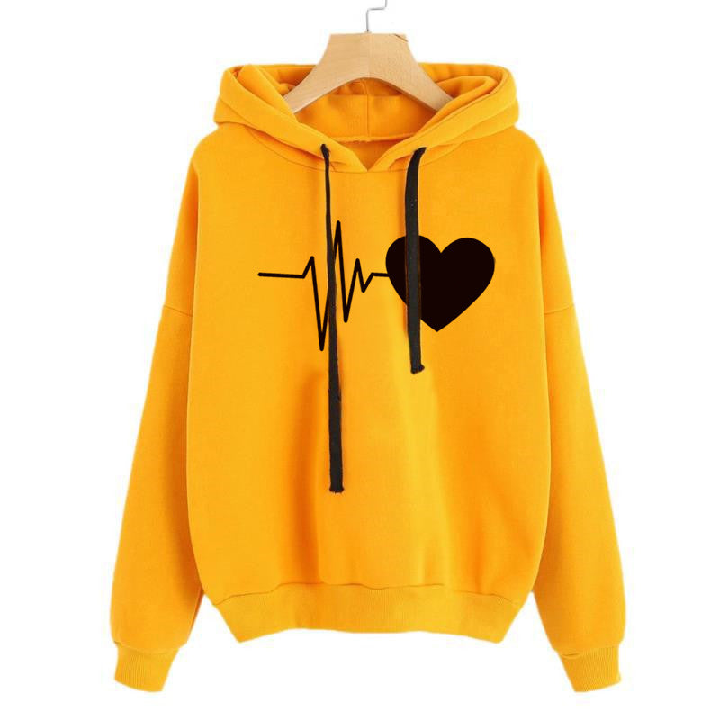 Coeur imprimé Streetwear sweat à capuche