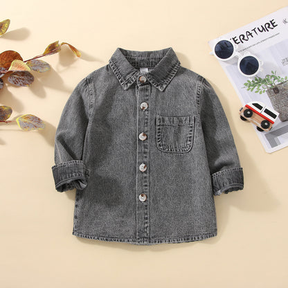 Veste en jean à simple boutonnage sans capuche pour garçon