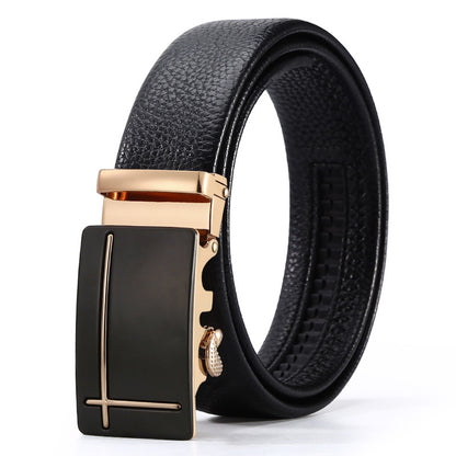 Ceinture d'affaires automatique à boucle en cuir pour hommes