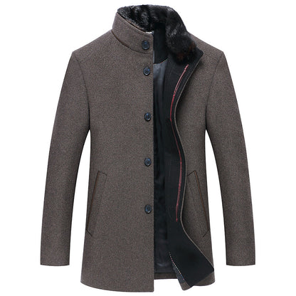 Manteau en laine à col montant