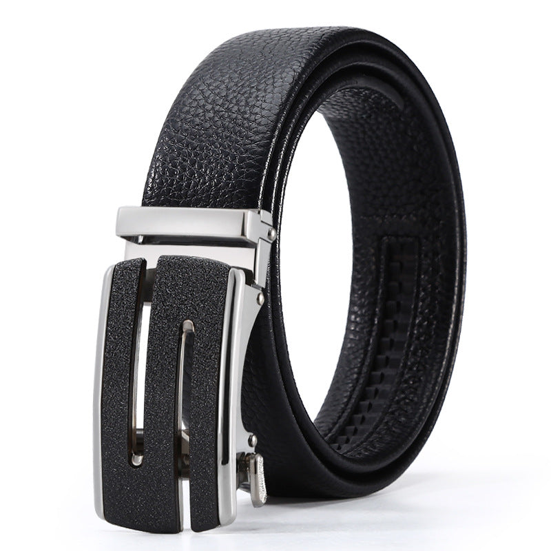 Ceinture d'affaires automatique à boucle en cuir pour hommes