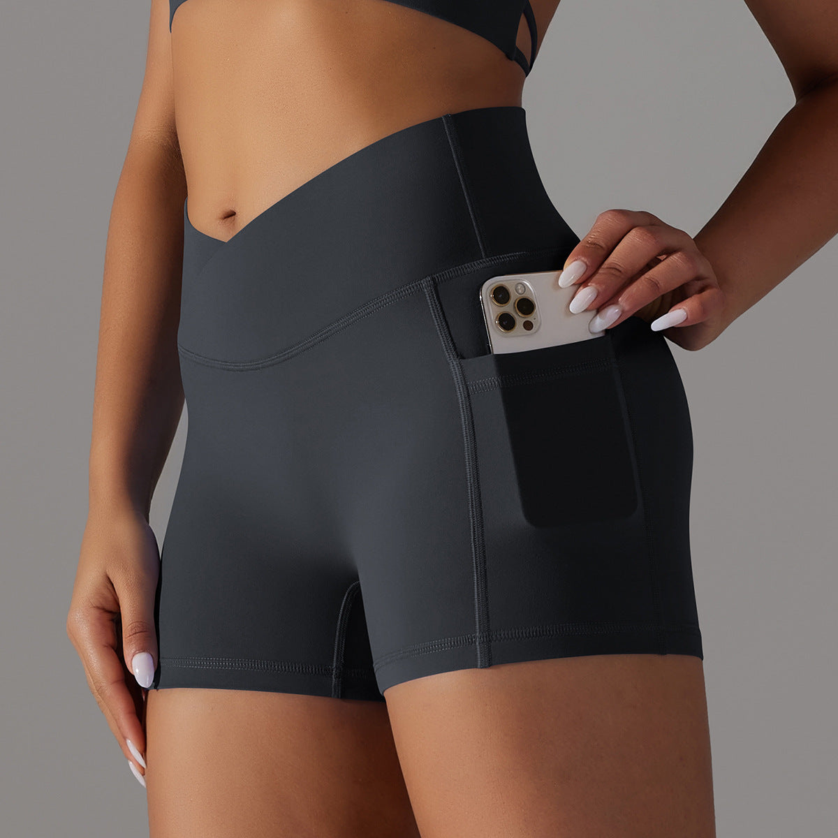 Short de Yoga avec poche pour téléphone